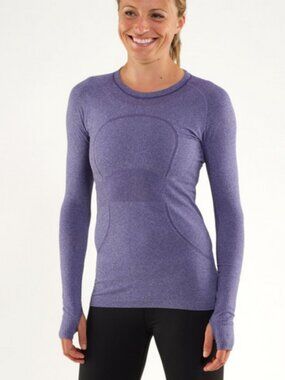 Lululemon Ivivva Fly Tech Swiftly Long Sleeve Shirt - Royalty Purple - Size 2 eq